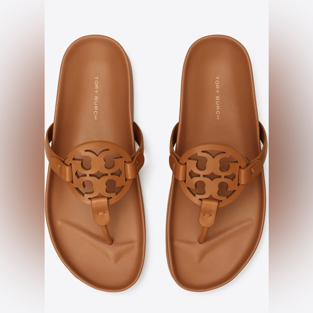 New in box, never worn, Tory Burch Miller Cloud in Aged Camello. Size 8.